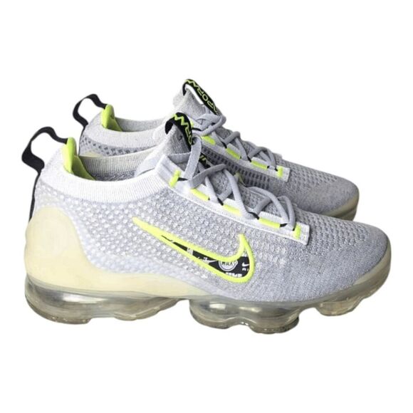 NIKE Air VaporMax 2021 Flyknit "Wolf Grey Volt" GS Running Shoes Size 5.5Y/W7 - Picture 3 of 16